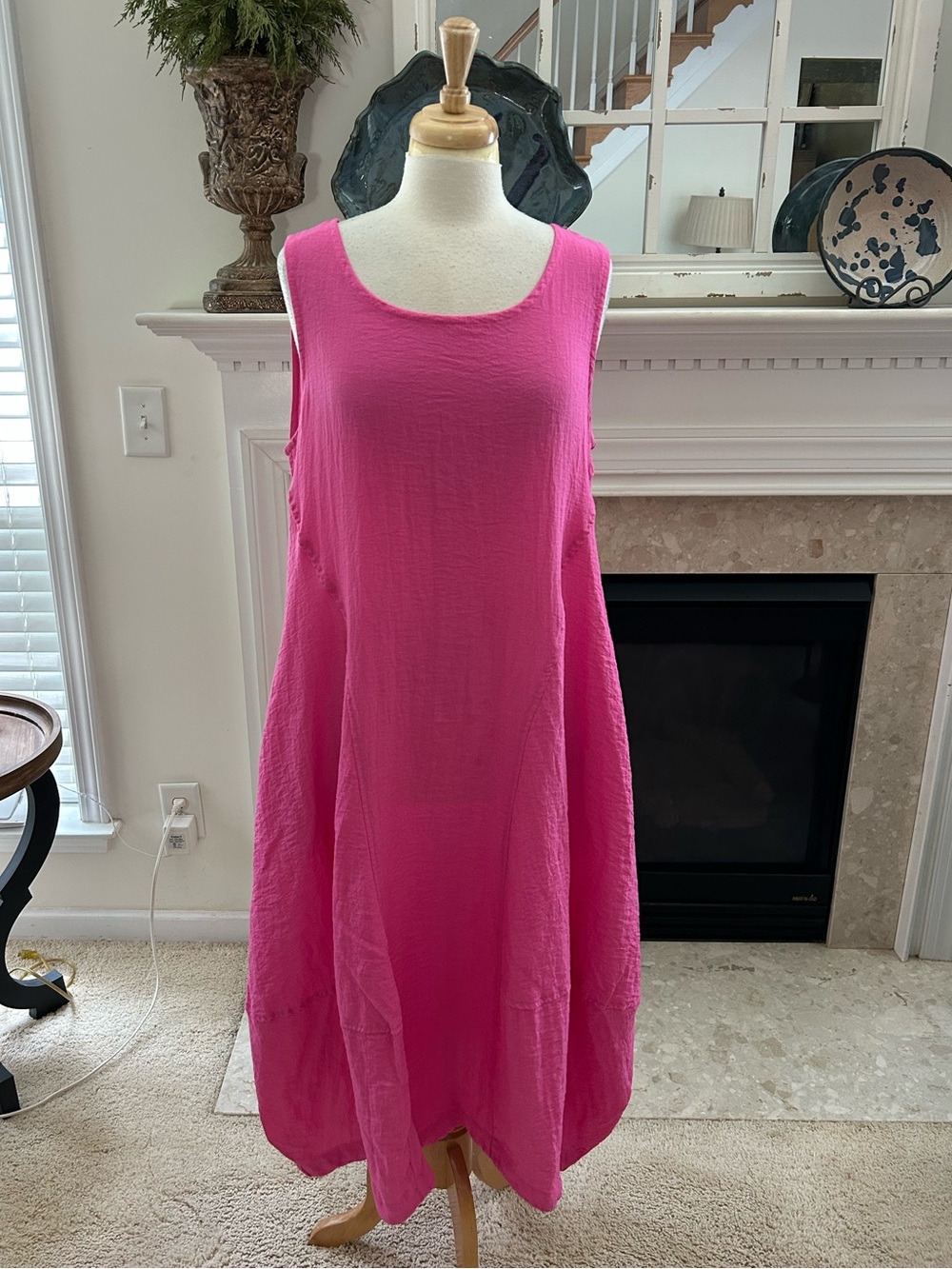 Eleven Stitch Design Bright Pink Flowy Dress